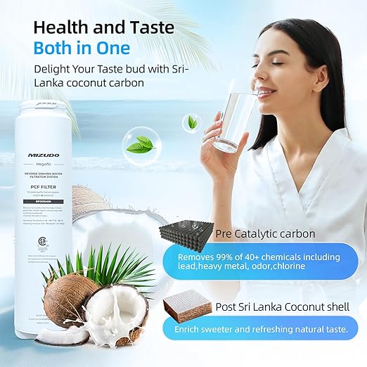 MIZUDO Reverse Osmosis Water Filtration System, 9-Stage Tankless Reverse Osmosis Water Filter, 1000GPD 3:1 Pure to Drain, Smart WiFi RO System Under Sink, LED Faucet, Reduce PFAS