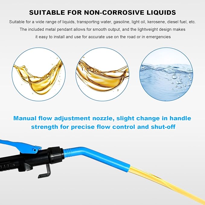 Portable Transfer Pump, Battery Operated Electric Siphon Pump with Adjustable Flow Control, 2.2 GPM Handheld Liquid Transfer Pumps Oil Extractor for Gasoline Gas Diesel Water