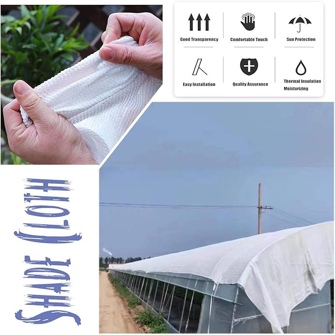 Large Sun Shade Net for Garden 50% UV Protection White Shade Cloth for Greenhouse 3.3'x6.6' 10'x10' 10'x13' 13'x20' 20'x20' Outdoor Sun Shelter for Beach Patio and Backyard(3.3' x6.6')
