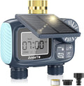 Solar Sprinkler Timer,Brass Inlet Hose Timer for Garden Hose,Programmable Water Timers,Plant Watering Devices,Garden Watering System, Rain Delay/Manual/Automatic Irrigation System, 2 Outlet