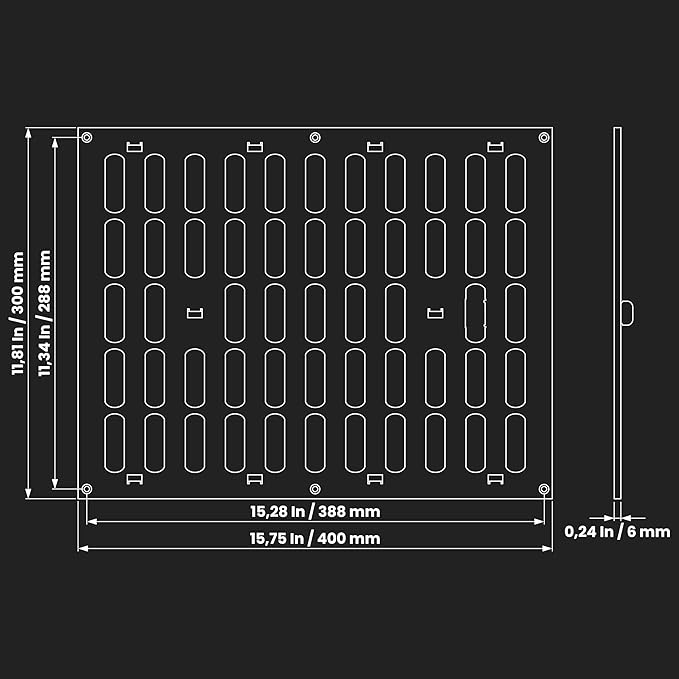 Repa Market 16" x 12" Inch (Outer Dimensions) Galvanized Steel Adjustable Air Vent Cover - HVAC Air Vent Register - Heating, Cooling Toe Kick Vent Cover - Wall, Ceiling Return, Intake Air Grille