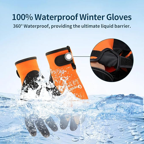 100% Waterproof Winter Work Gloves for Men Women, Freezer Gloves with Grip for Shoveling Snow