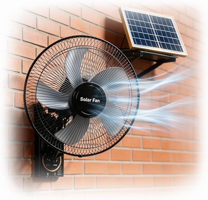 16" Solar Barn Fan for Chicken Coop and Greenhouse, Exhaust Wall Mount Fan with Remote, 16ft Extension Cable AC/Solar Dual Power, 90° Oscillating Waterproof Garage Cooling System