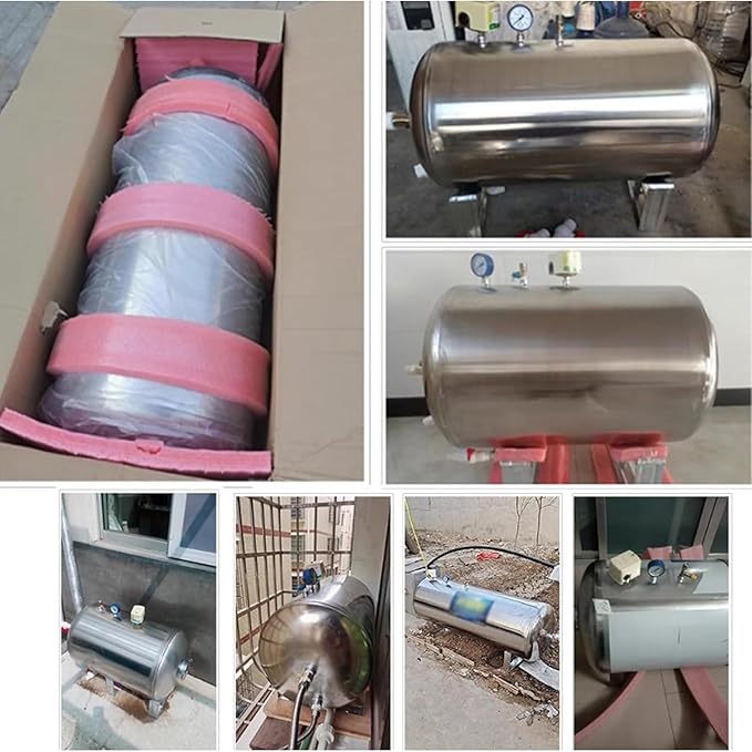 26 42 52 66 79 Gallon Stainless Steel Water Pressure Tank, Horizontal Pressure Tank with Mounting Kit, Household Fully Automatic Pressurized Water Tanks(79.2 Gallons/300 L)