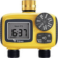 Sprinkler Timer Outdoor with Brass Swivel Water Timer for Garden Hose 2 Zone Programmable/Rain Delay/Manual/Automatic Irrigation Controller-Sprinkler System for Garden/Lawn/Yard/Pool