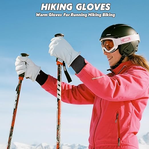 DLY Winter Gloves Women, Insulated, Puncture and Abrasion Resistant, Cowhide Leather with Warm Thinsulate Lining for Cold Weather, XX-Large, White, New