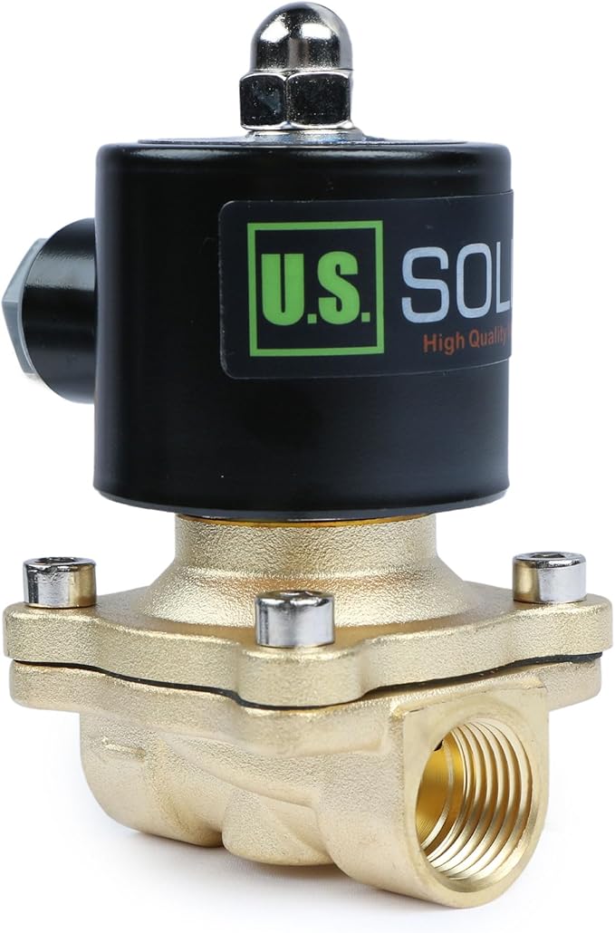 U.S. Solid Smart Solenoid Valve - 1/2 Inch Wi-Fi APP-Controlled Brass Solenoid Valve, 110V AC