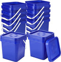 Suzile 10 Pcs Food Grade Square Bucket with Lid 1 Gallon Plastic Bucket 4.5L Utility Industrial Pail with Handle Container for Food Oil Tub Water Fishing Paint House Cleaning Car Washing (Blue)