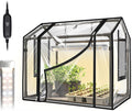 Bstrip Indoor Greenhouse with Grow Light, Mini EVA Tent with PET Base Mat, Ventilation Windows & Zippered Door, 18W Tabletop Greenhouse Light for Seed Starting with Timer, 23.8" x 15.7" x 20.5"