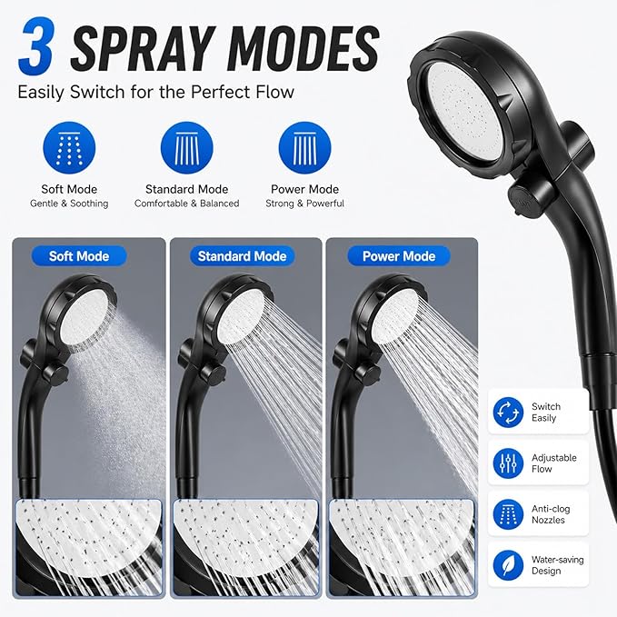 2026 Upgraded Smart Portable Shower Pump,Rechargeable Camping Shower with LED Display,3 Spray Modes High Pressure Portable Shower Head for Camping,Travel,Hiking,Pet Bath