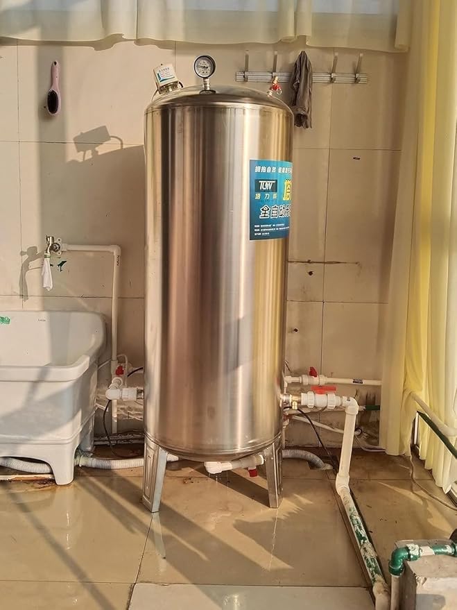Pressurized Water Tank Well Pressure Tank 60gal 50gal 40gal 26gal Deep Well Pressure Tank with Installation Kit, Home/Garden Water Storage Tanks Pressurized Stainless Steel for Well Pump(95x40cm/37x15