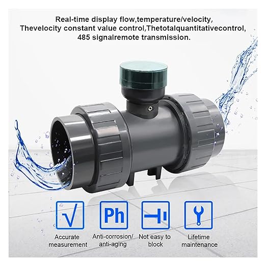 RS485 Digital Display Flow Meter High Precision Smart Electronic Flowmeter UPVC Water Sensor for Farm Garden Irrigation Low Repeatability, High Sensitivity(DN40)