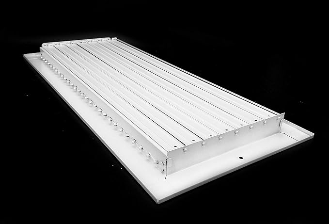 20" X 8" Adjustable AIR Supply Diffuser - HVAC Vent Cover Sidewall or Ceiling - Grille Register - High Airflow - White [Outer Dimensions: 21.75" w X 9.75" h]
