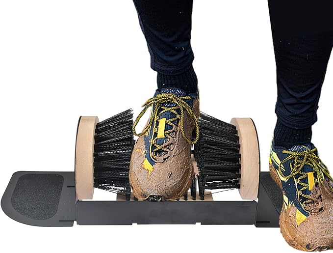 Shoe Scrubber for Porch - Heavy Duty Shoe Dirt Mud Snow Remover, Boot Cleaning Scraper, Boot Scraper | Wood/Meta, Scrubber Brush for Camping Farm Porch Entrance Outside, All Weather Industrial Foot