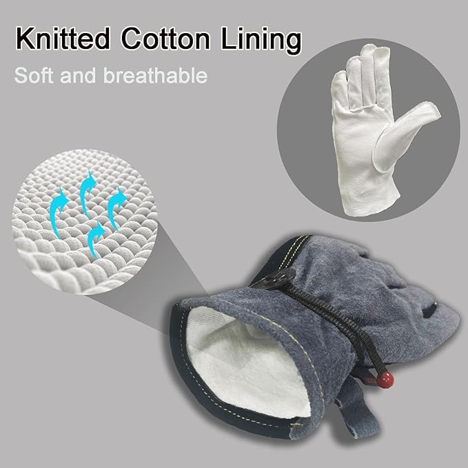 Leather Gardening Gloves for Men, Work Gloves for Welding, Construction, Chainsaw, Farm, Ranch, Yard Work, Abrasion Resistant, Cactus Thorn Proof