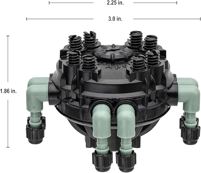 3 Pack - Orbit Adjustable Flow 8-Port Drip Irrigation Manifold for 1/4 Inch Tube