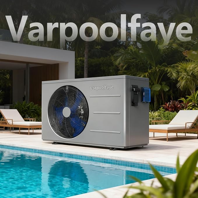 30000 BTU Swimming Pool Heat Pump Above Ground Pool Heater 8,000 Gallon High Efficiency COP 5.8 Energy Save 43% Smart WiFi Control 110V