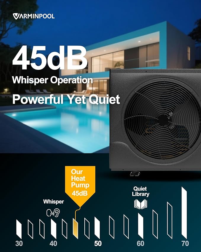 Pro Invert 90000BTU Pool Heat Pump for 24000 Gallons Above and In Ground Pools, Full Inverter Electric Pool Heater, WiFi Control & Timer, Heat & Cool, Energy Efficient, 220V, V25