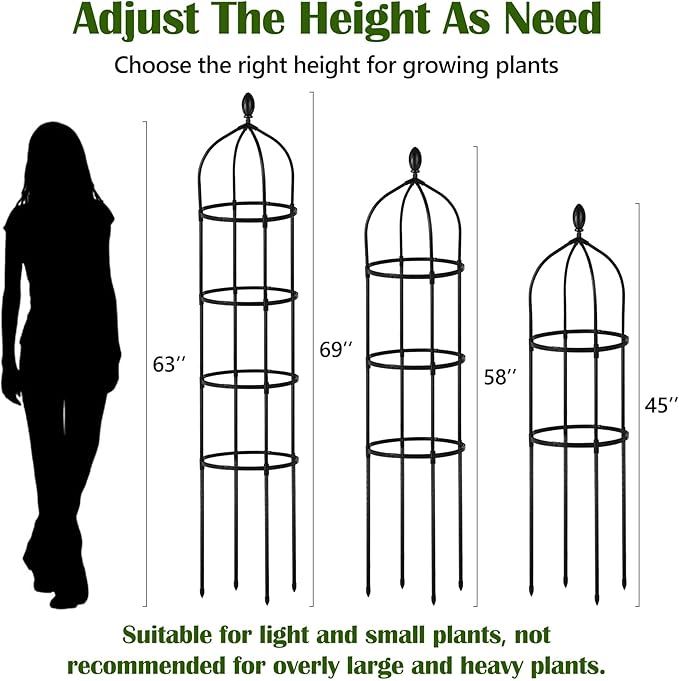 Garden Obelisk Trellis for Climbing Plants Outdoor 6 Ft Rose Bush Round Trellis with Grow Bag for Pots Rustproof Metal Pipe with Plastic Coated Plant Flower Trellises for Clematis Vine Jasmine Support