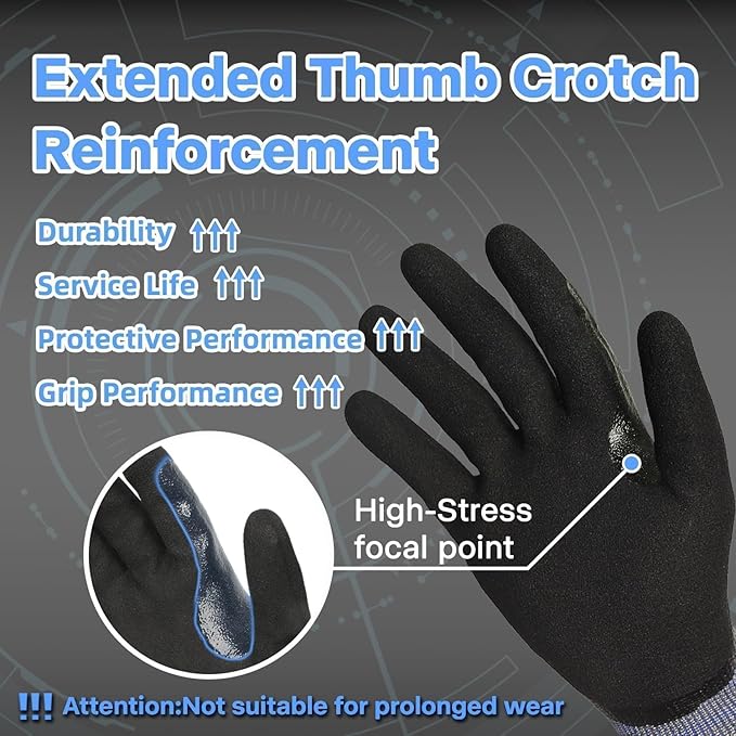 Schwer A9 Cut & Abrasion Resistant Gloves with 3/4 Double-Dipped Coating, Durable Work Gloves with Grip, Water & Oil Proof, 120 Pairs (L)