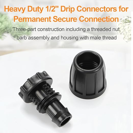 1/2 Inch Drip Irrigation End Plug Fittings, 12 Pieces 1/2'' Drip Line Barbed Locked End Cap Connectors for 1/2 Inch Irrigation Tubing (1/2" ID x 0.650" OD) for Garden Watering System