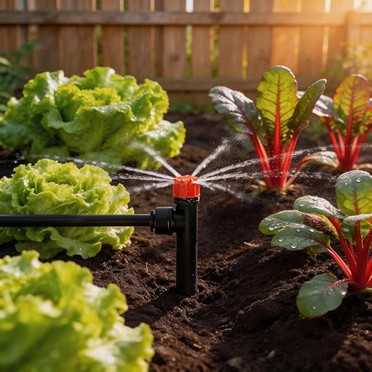 RedChili 35 Pieces Quick Connect Drip Emitters for 1/4" Drip Irrigation Tubing, Adjustable 360 Degree Stream Drip Emitters with Stake 360° Full Circle 8 Hole Stream Drippers for Garden Watering System