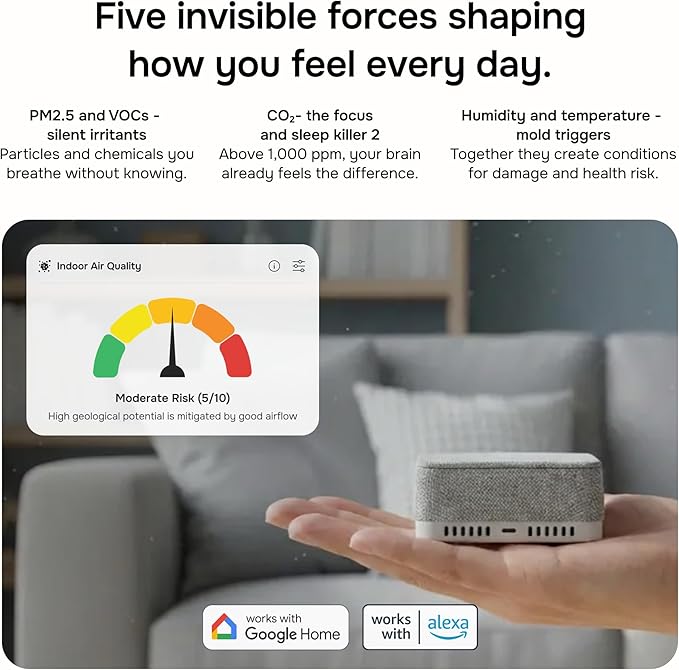 Layla Smart Home Agent — 9-in-1 Smart Sensor, Noise & Motion Detector, Air Quality Monitor with CO2, bVOC, Humidity & Energy Tracking | AC Controller, Works with Alexa & Google Home | No Subscription