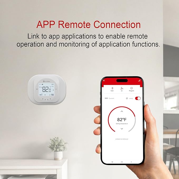 Smart WiFi Thermostat for Home, Programmable Thermostat with C-Wire Adapter, 3H/2C for Heat Pump & Conventional Systems, Tuya App Control, Compatible with Alexa & Google Assistant, White