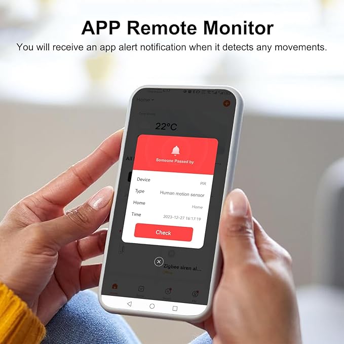WiFi Motion Sensor, Smart Motion Detector for Home Security, Wireless Motion Sensor App Remote Monitor, Voice Command Compatible with Alexa. 4 Pack
