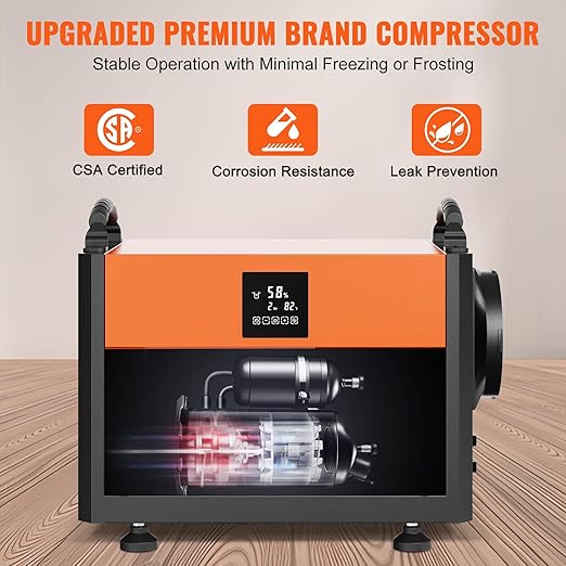 VEVOR 190 Pints Commercial Dehumidifier with Drain Hose for Crawl Spaces, Basements Warehouse & Job Sites, Large Capacity Dehumidifier for Water Damage Restoration, Auto Defrost, CSA Listed
