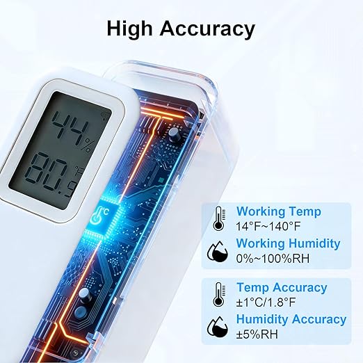 eMylo WiFi Thermometer Hygrometer, Smart Indoor Humidity Monitor for Room, IP65 Waterproof Digital Temperature Sensor with App Notification, Free Data Storage Export, Compatible with Alexa/Google Home