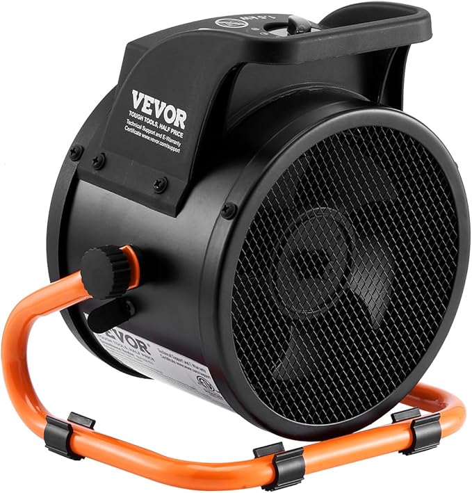 VEVOR Greenhouse Heater, 1500W PTC Fast Heating With Overheat Protection, 3-Speed Setting Small Grow Tent Fan, Electric Portable for Green House, Flower Room, Workplace