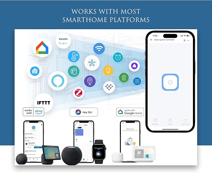 Blütezeit WiFi Module for MJ Sliding Gate Openers (MJ300/MJ400) with Push Button, Smart App Control, Alexa/Google/Siri Compatible, 2.4GHz Single-Button Cycle