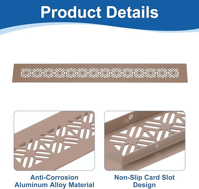 uxcell Aluminum Alloy Air Vents, 400 x 50mm / 15.7 x 2" Rectangle Louvered Ventilation Grille Cover with Mounting Screws for Door Cabinet Wardrobe, Brown