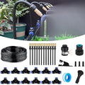 50FT Drip Irrigation Kit, Automatic Garden Watering System with Tool-Free Quick Connectors, 360° Bending Droppers & Copper Misting Nozzles for Greenhouse, Patio, Lawn & Vegetable Garden. (15M)