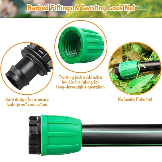 Gardrip Drip Irrigation 1/2" End Cap Fittings：1/2 Inch Drip Line Lock Barbed End Plug Connectors for Drip Irrigation Tubing (1/2" ID x 0.640" OD) Anti-Drop Drip Irrigation Parts (12 Pieces)