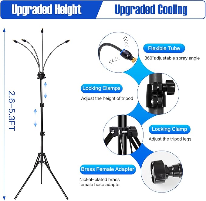 joyhalo Standing Misters for Outside Patio, Adjustable Height 5.3 FT Misting System for Cooling Outdoor, Portable Water Mister for Patio Cooling, Backyard, Porch, Garden Sprinkler
