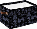 Farmhouse Country Storage Bins Cubes Waterproof Cloth Storage Basket, Vintage Black French Garden Horse Swan Foldable Storage Bags for Shelf Closet Clothes Organizers with Handles 15x11x9.5 in 1PCS