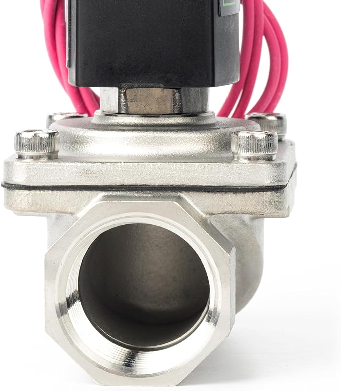 U.S. Solid 1" Stainless Steel Solenoid Valve - 110V AC Normally Closed Electric Solenoid Valve with Viton Seal, Lead Wire Type