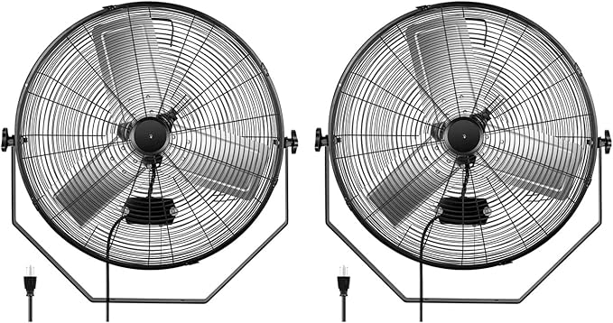 Simple Deluxe 24 Inch Industrial Wall Mount Fan, 3 Speed Commercial Ventilation Metal Fan for Warehouse, Greenhouse, Workshop, Patio, Factory and Basement - High Velocity, black