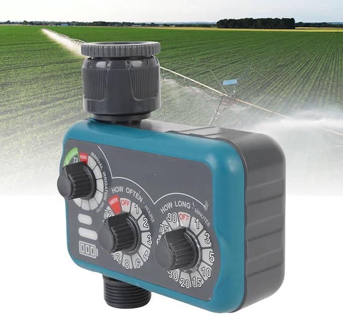 Garosa 3 Dial Water Timer, Automatic Manual Sprinkler Timer with Rain Delay, IP54 Water Proof for Garden Irrigation