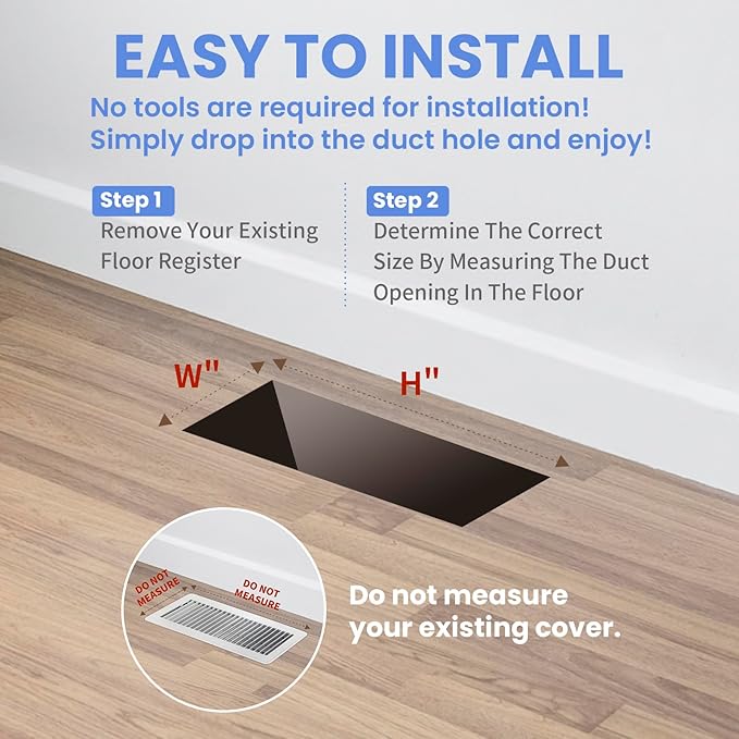 Howeall 2x10 Inches 2 Pack Heavy Duty Walkable Floor Register Easy Adjust Air Supply Lever Floor Vents - Seattle Design - Vent Cover for Home Floor - Satin Nickel