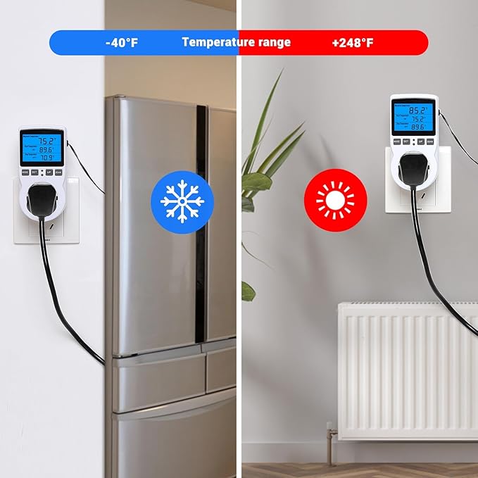 INKBIRDPLUS Plug in Thermostat Temperature Controlled Outlet Digital Thermostat Outlet Heating Cooling Control Timer 1800W 110V 15A Backlit Display (TC/Timer)