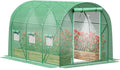 Greenhouse with Watering System, Outdoor Greenhouse with 6 Mesh Windows and 1 Door, Greenhouses with Drip Irrigation System for Plants, Seedlings, Flowers and Garden Raised Beds (10x10x7 FT)
