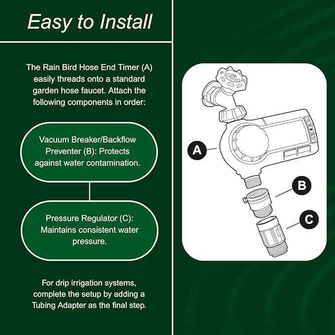 Rain Bird 1ZEHTMR Professional Grade Electronic Digital Hose End Timer/Controller, One Zone/Station, Battery Operated, Digital with Plastic Inlet/Outlet