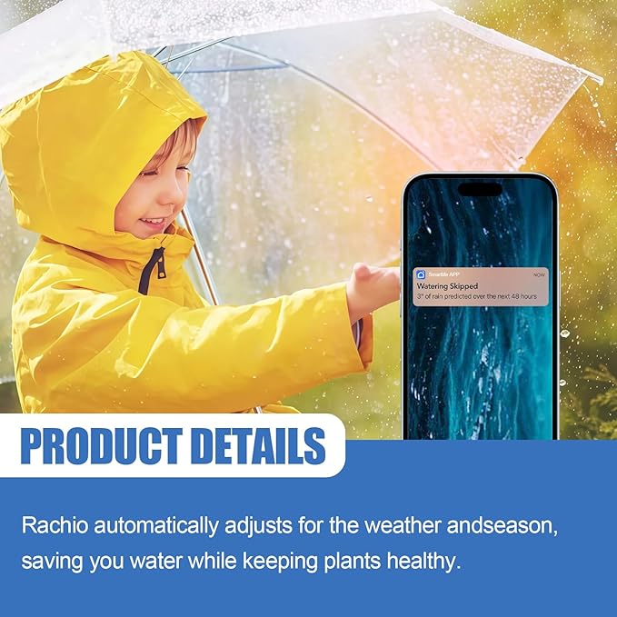 8-Zone WiFi Smart Sprinkler Controller,Garden & Yard Smart Sprinkler Controller,Weather Intelligence,Customized Watering Schedules,App Enabled,Real-time Monitoring