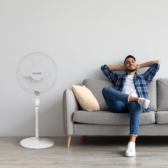 Hurricane 2-Pack Supreme 16-Inch Oscillating Pedestal Stand Fan with Remote, White – Quiet Operation Corded Electric Cooling for Indoor Use in Home, Office, Greenhouse, or Shop