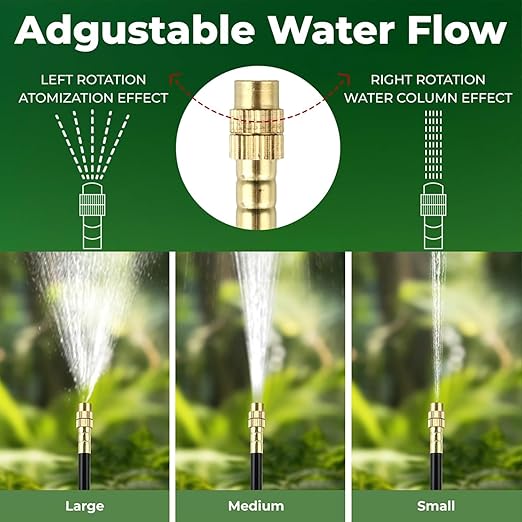 230FT Drip Irrigation System for Garden: 40 Nozzles 1/4" PE Tubing Automatic Watering Kit Adjustable Misting Sprinkler Mister Hose for Water Plants Tape Raised Beds Lawn Outdoor Yard Greenhouse