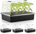 RooTrimmer 4-Pack Seed Starter Trays with 5'' Tall Humidity Domes – Reusable Plant Germination Kit for Microgreens, Herbs & Indoor Gardening | Clear Vented Lids, Fast Seedling Growth & Durable Design
