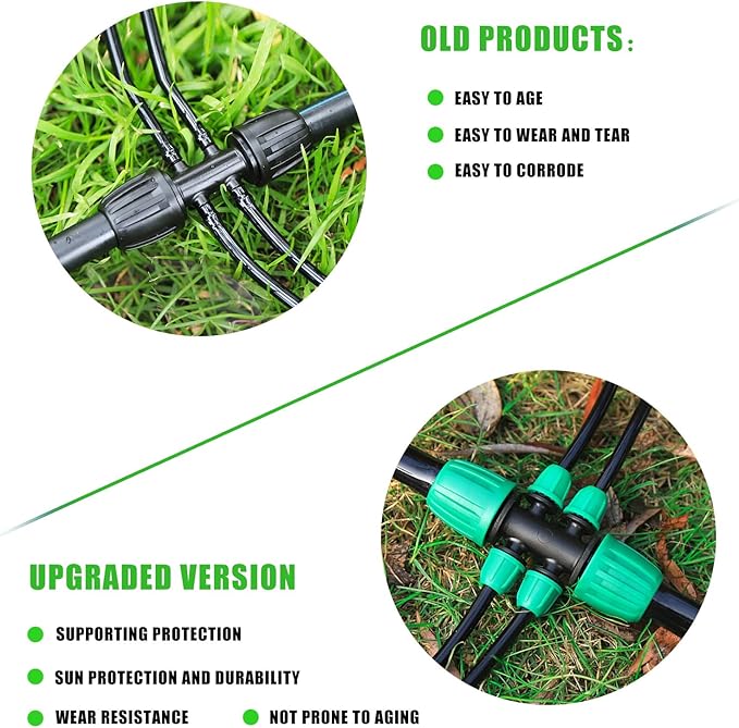 10 Pcs 1/2 to 1/4 inch Garden Hose Tubing Irrigation Fittings,6-Way Anti-Leak 1/2'' to 1/4'' Locked Barbed Drip Irrigation Tee Connectors (1/2"IDx0.6-0.63"OD) 1/2'' to 1/4'' Irrigation Tubing Fitting